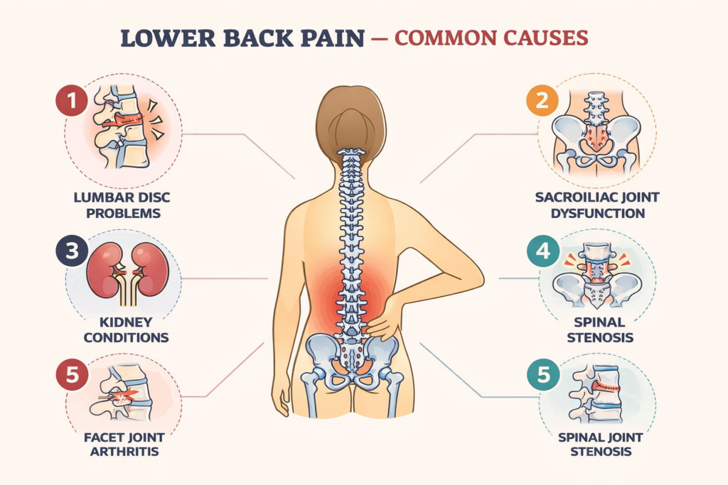 symptoms of severe lower left back pain