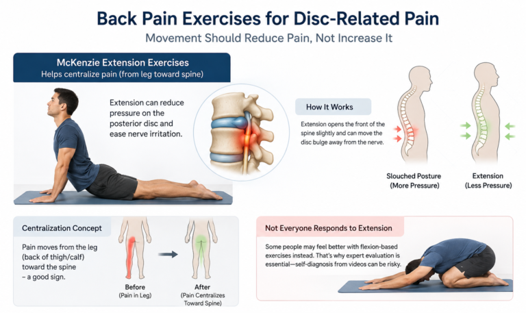 For disc-related pain with or without leg symptoms